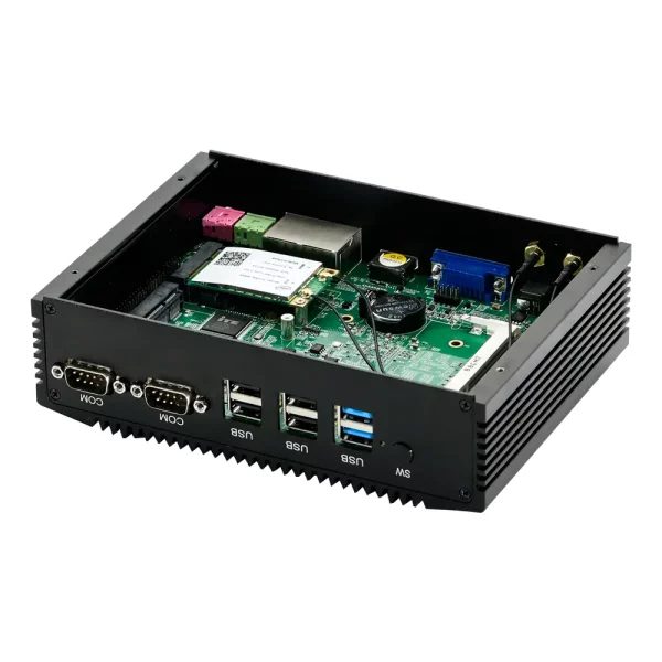 Fanless Industrial Mini PC Quad Core i5 8250U, Mini Desktop Computer Windows 10 Pro, 2X LAN