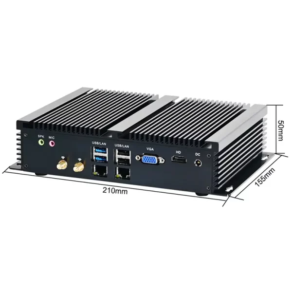 Fanless Industrial Mini PC Intel i7 8550U i5 8250U i7 6500U i5 7267U 2*intel i211 6*COM RS232 RS422 RS485 Mini Computer HTPC
