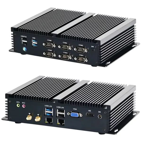 Fanless Industrial Mini PC with Core I3 I5 I7 2 LAN VGA+HD Embedded Mini Desktop Computer