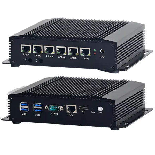 Embedded Firewall 6*2.5G Giga Lan Fanless Soft Router 10th Gen Cerelon 5205U Industrial Mini PC For Network Security