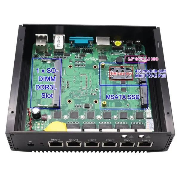 Firewall Appliance Mini PC, 6 i225 LAN 2.5Gbe Nics